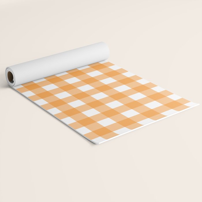 Orange gingham pattern Yoga Mat Gallery Image 2