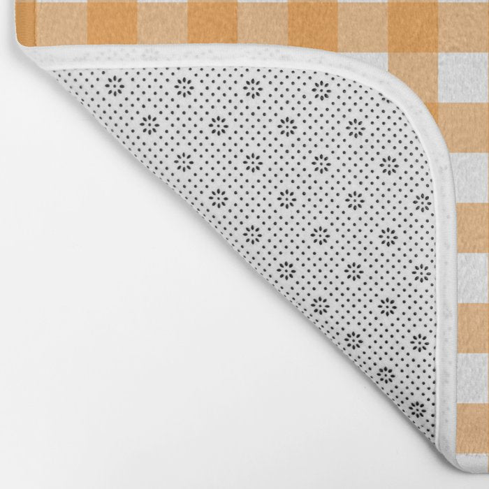 Orange gingham pattern Bath Mat Gallery Image 2