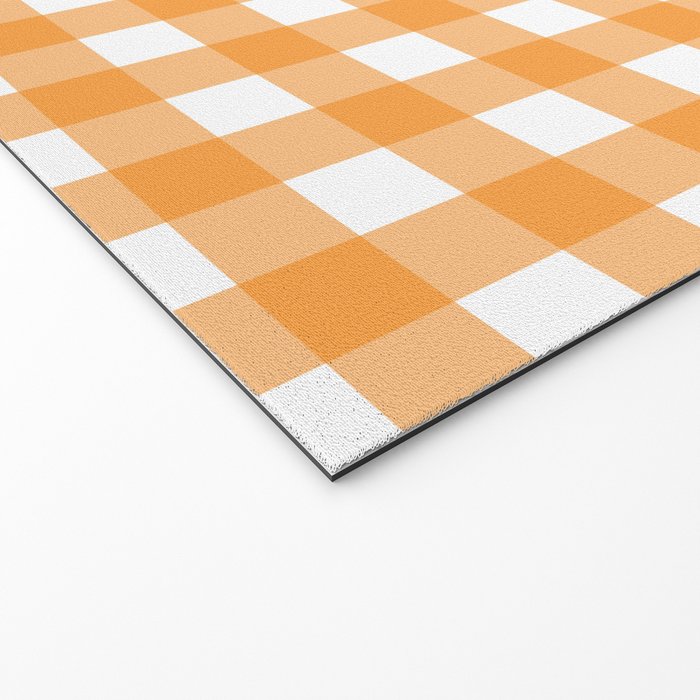 Orange gingham pattern Welcome Mat Gallery Image 2