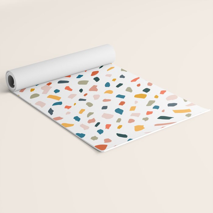 Terrazzo, Abstract Quirky Shapes Bohemian Modern Pattern Confetti Celebration Random Colorful Shapes Yoga Mat Gallery Image 2