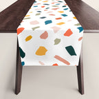 Terrazzo, Abstract Quirky Shapes Bohemian Modern Pattern Confetti Celebration Random Colorful Shapes Table Runner Gallery Image 1