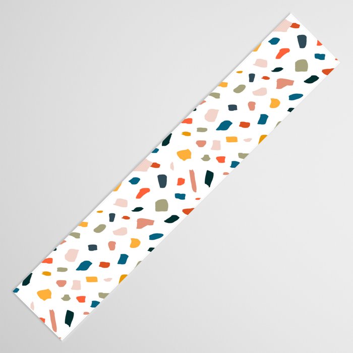Terrazzo, Abstract Quirky Shapes Bohemian Modern Pattern Confetti Celebration Random Colorful Shapes Table Runner Gallery Image 3
