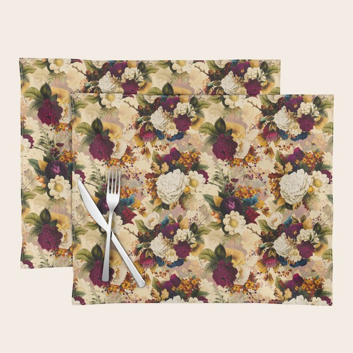 Vintage & Shabby Chic -  Nostalgic Winter Florals Pattern Placemat Gallery Image 1