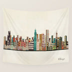 chicago city skyline Wall Tapestry Gallery Image 4