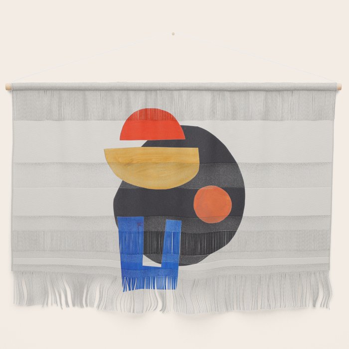 Minimalist Modern Mid Century Funky Colorful Primary Shapes Paper Collage by Ejaaz Haniff Wall Hanging Gallery Image 1