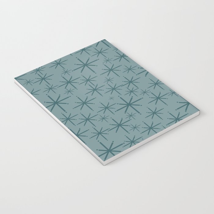 Midcentury Modern Twinkly Retro Starburst Pattern in Light Steel Blue Notebook Gallery Image 3