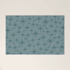 Midcentury Modern Twinkly Retro Starburst Pattern in Light Steel Blue Welcome Mat Gallery Image 1