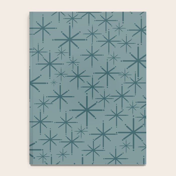 Midcentury Modern Twinkly Retro Starburst Pattern in Light Steel Blue Notebook Gallery Image 4