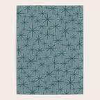 Midcentury Modern Twinkly Retro Starburst Pattern in Light Steel Blue Poster Gallery Image 4