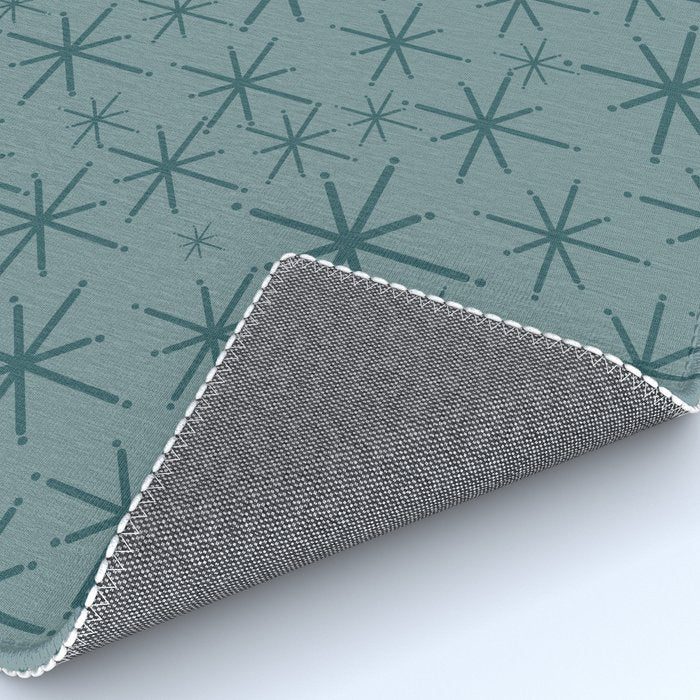 Midcentury Modern Twinkly Retro Starburst Pattern in Light Steel Blue Rug Gallery Image 4