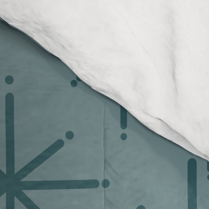 Midcentury Modern Twinkly Retro Starburst Pattern in Light Steel Blue Comforter Gallery Image 4