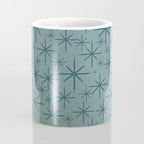Midcentury Modern Twinkly Retro Starburst Pattern in Light Steel Blue Coffee Mug Gallery Image 4