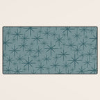 Midcentury Modern Twinkly Retro Starburst Pattern in Light Steel Blue Desk Mat Gallery Image 3