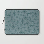 Midcentury Modern Twinkly Retro Starburst Pattern in Light Steel Blue Laptop Sleeve Gallery Image 1
