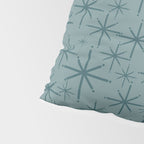 Midcentury Modern Twinkly Retro Starburst Pattern in Light Steel Blue Pillow Sham Gallery Image 4