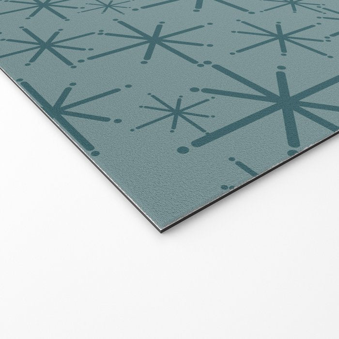 Midcentury Modern Twinkly Retro Starburst Pattern in Light Steel Blue Welcome Mat Gallery Image 2