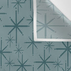 Midcentury Modern Twinkly Retro Starburst Pattern in Light Steel Blue Wall Tapestry Gallery Image 3