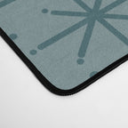 Midcentury Modern Twinkly Retro Starburst Pattern in Light Steel Blue Desk Mat Gallery Image 4