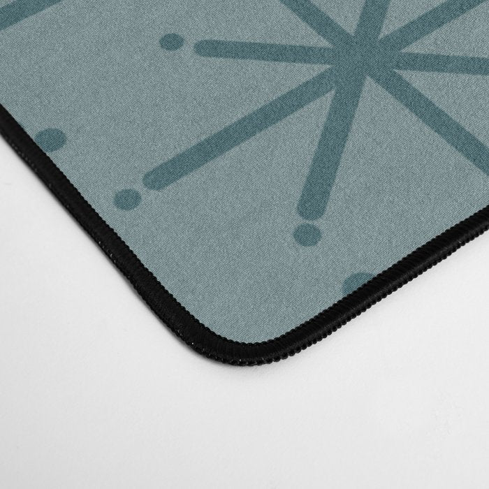 Midcentury Modern Twinkly Retro Starburst Pattern in Light Steel Blue Desk Mat Gallery Image 4