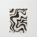 Retro Liquid Swirl Abstract Pattern Black and Almond Cream Wall Hanging Gallery Image 1