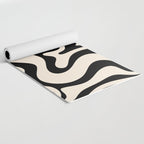 Retro Liquid Swirl Abstract Pattern Black and Almond Cream Yoga Mat Gallery Image 2