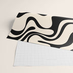 Retro Liquid Swirl Abstract Pattern Black and Almond Cream Wrapping Paper Gallery Image 2