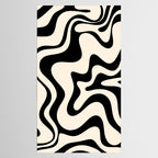 Retro Liquid Swirl Abstract Pattern Black and Almond Cream Tablecloth Gallery Image 2