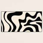 Retro Liquid Swirl Abstract Pattern Black and Almond Cream Desk Mat Gallery Image 3