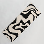 Retro Liquid Swirl Abstract Pattern Black and Almond Cream Yoga Mat Gallery Image 1