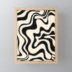 Retro Liquid Swirl Abstract Pattern Black and Almond Cream Mini Art Print Gallery Image 1