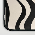Retro Liquid Swirl Abstract Pattern Black and Almond Cream Laptop Sleeve Gallery Image 3