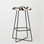Retro Liquid Swirl Abstract Pattern Black and Almond Cream Stool Gallery Image 1