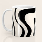 Retro Liquid Swirl Abstract Pattern Black and Almond Cream Coffee Mug Gallery Image 3
