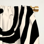 Retro Liquid Swirl Abstract Pattern Black and Almond Cream Window Curtain Gallery Image 2