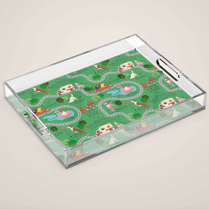 Fursics Cute Dog Park Physics Learning Pattern by Carrie Cantwell Educational STEM Playmat Design Acrylic Tray Gallery Image 1