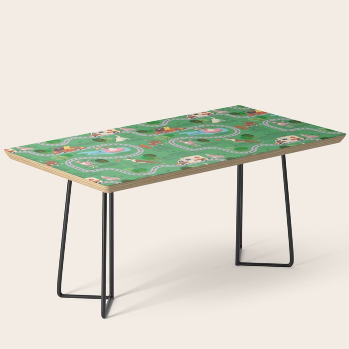 Fursics Cute Dog Park Physics Learning Pattern by Carrie Cantwell Educational STEM Playmat Design Coffee Table Gallery Image 1