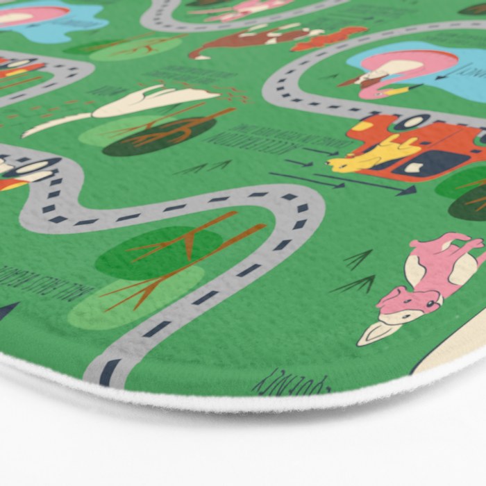 Fursics Cute Dog Park Physics Learning Pattern by Carrie Cantwell Educational STEM Playmat Design Bath Mat Gallery Image 3