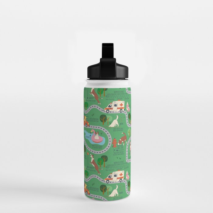 Fursics Cute Dog Park Physics Learning Pattern by Carrie Cantwell Educational STEM Playmat Design Water Bottle Gallery Image 2