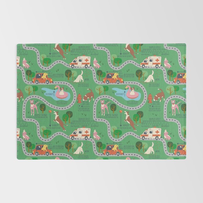 Fursics Cute Dog Park Physics Learning Pattern by Carrie Cantwell Educational STEM Playmat Design Rug Gallery Image 2