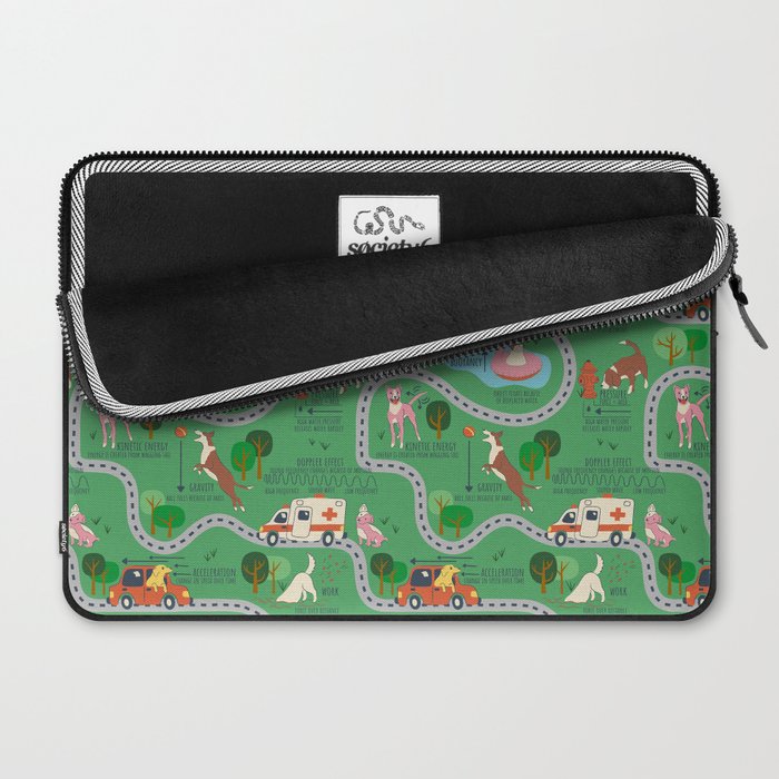 Fursics Cute Dog Park Physics Learning Pattern by Carrie Cantwell Educational STEM Playmat Design Laptop Sleeve Gallery Image 2