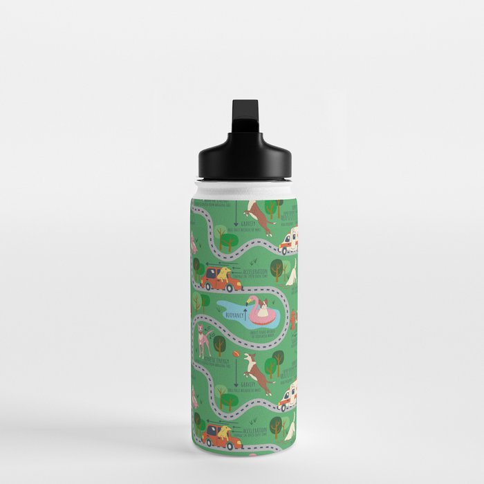 Fursics Cute Dog Park Physics Learning Pattern by Carrie Cantwell Educational STEM Playmat Design Water Bottle Gallery Image 3