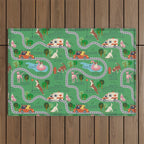 Fursics Cute Dog Park Physics Learning Pattern by Carrie Cantwell Educational STEM Playmat Design Outdoor Rug Gallery Image 1