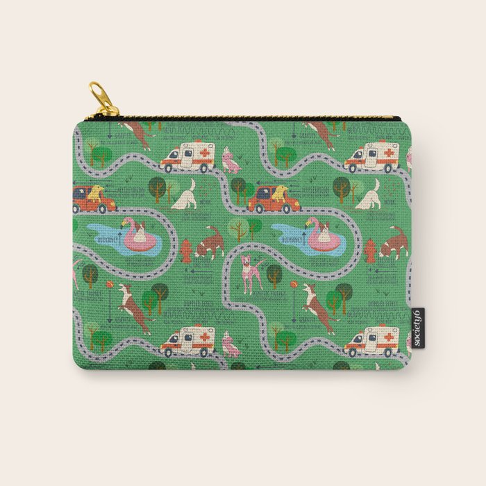Fursics Cute Dog Park Physics Learning Pattern by Carrie Cantwell Educational STEM Playmat Design Carry All Pouch Gallery Image 1