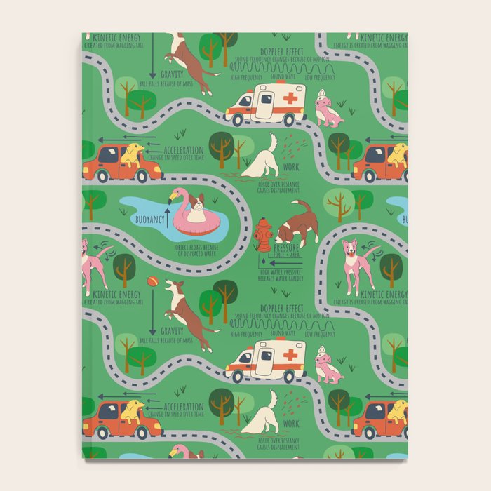 Fursics Cute Dog Park Physics Learning Pattern by Carrie Cantwell Educational STEM Playmat Design Notebook Gallery Image 4