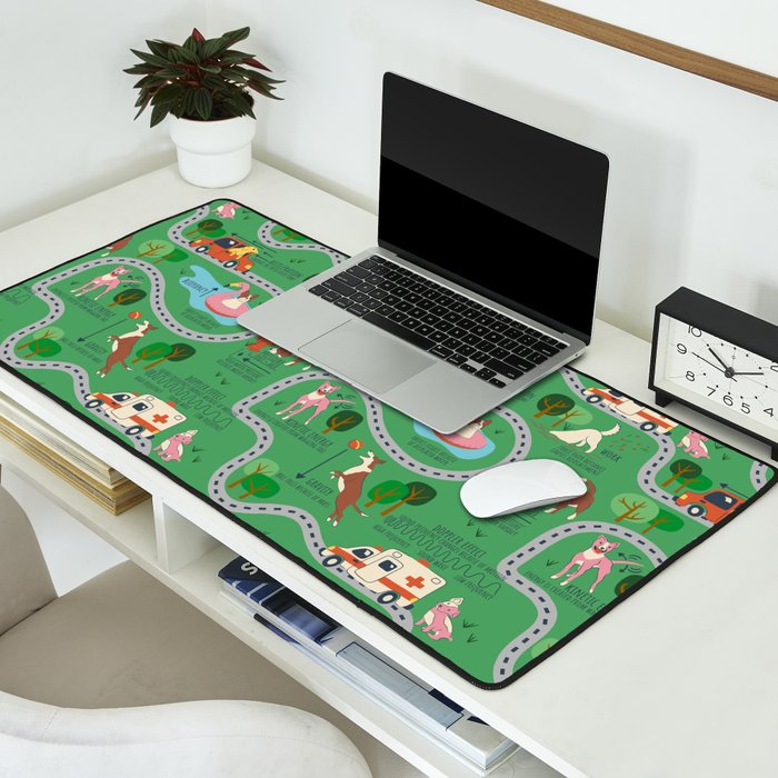 Fursics Cute Dog Park Physics Learning Pattern by Carrie Cantwell Educational STEM Playmat Design Desk Mat Gallery Image 2