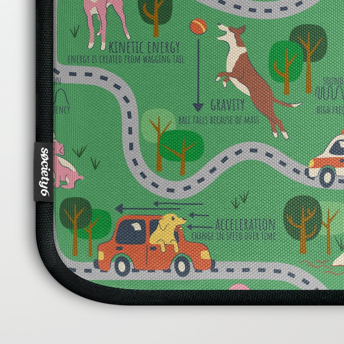Fursics Cute Dog Park Physics Learning Pattern by Carrie Cantwell Educational STEM Playmat Design Laptop Sleeve Gallery Image 3