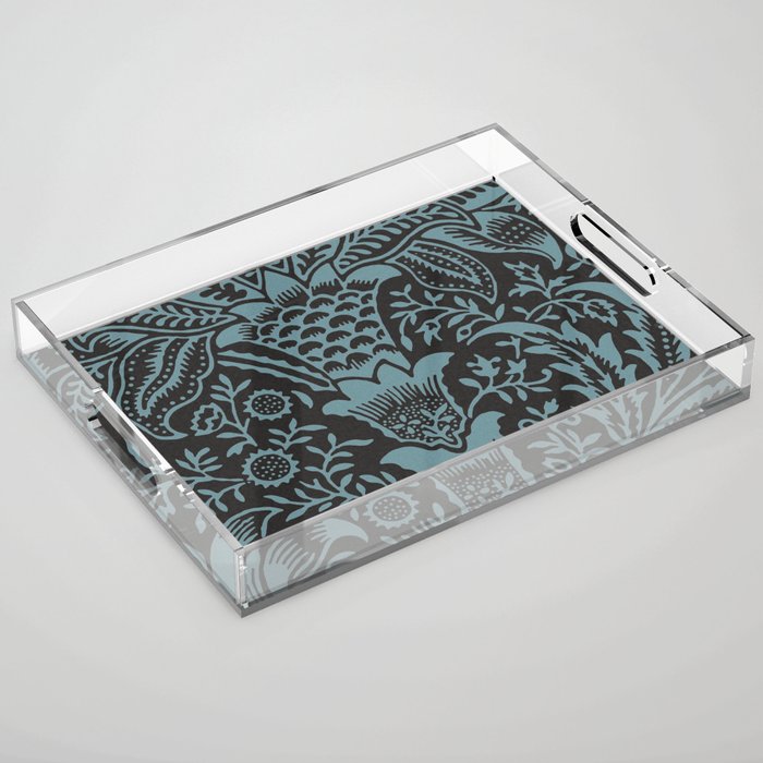 Tropical pattern black Acrylic Tray Gallery Image 1