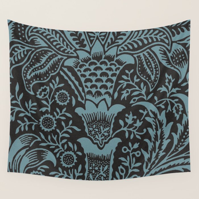 Tropical pattern black Wall Tapestry Gallery Image 4