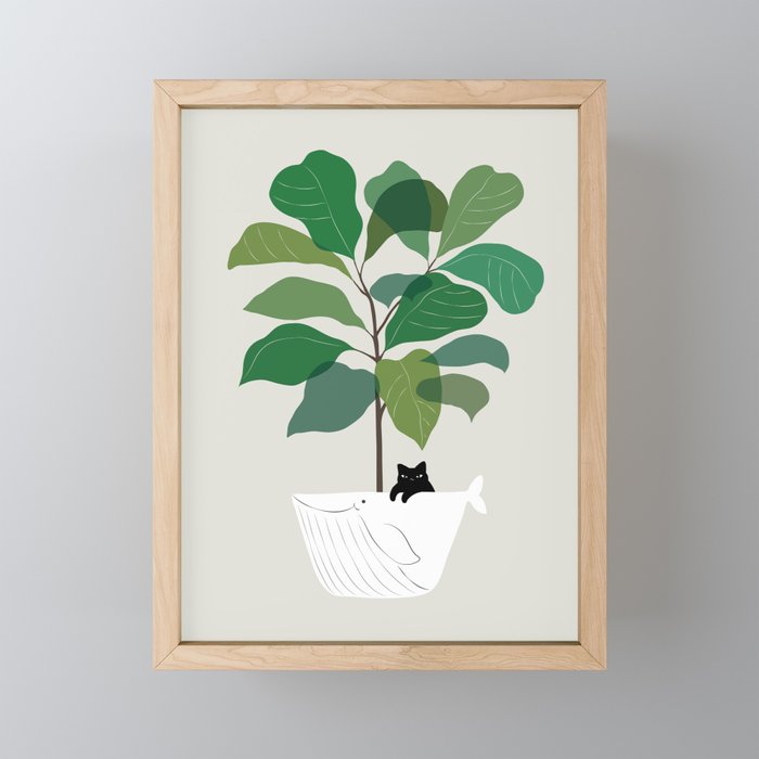 Cat and Plant 73: I got a Whale! Mini Art Print Gallery Image 1