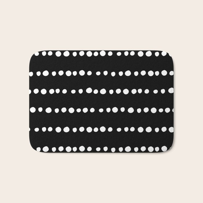 Spotted, Abstract, Black and White, Boho Print Bath Mat Gallery Image 1